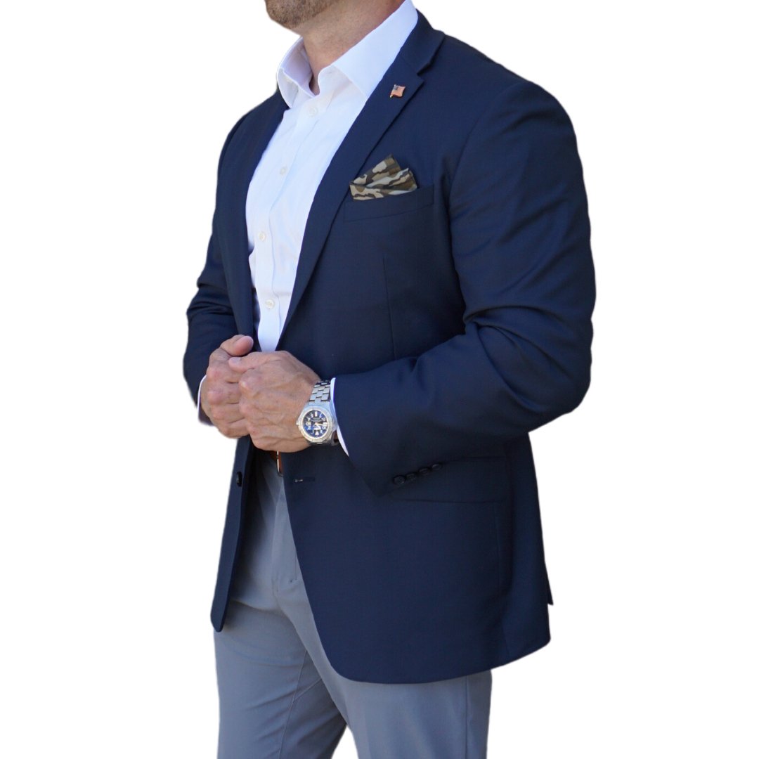 Navy Blazer with Mossy Oak Original Bottomland Liner