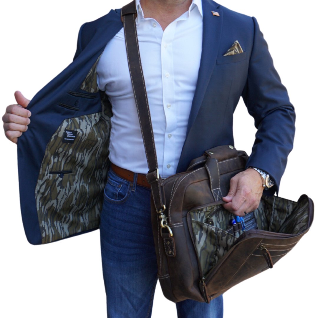 Navy Blazer with Mossy Oak Original Bottomland Liner