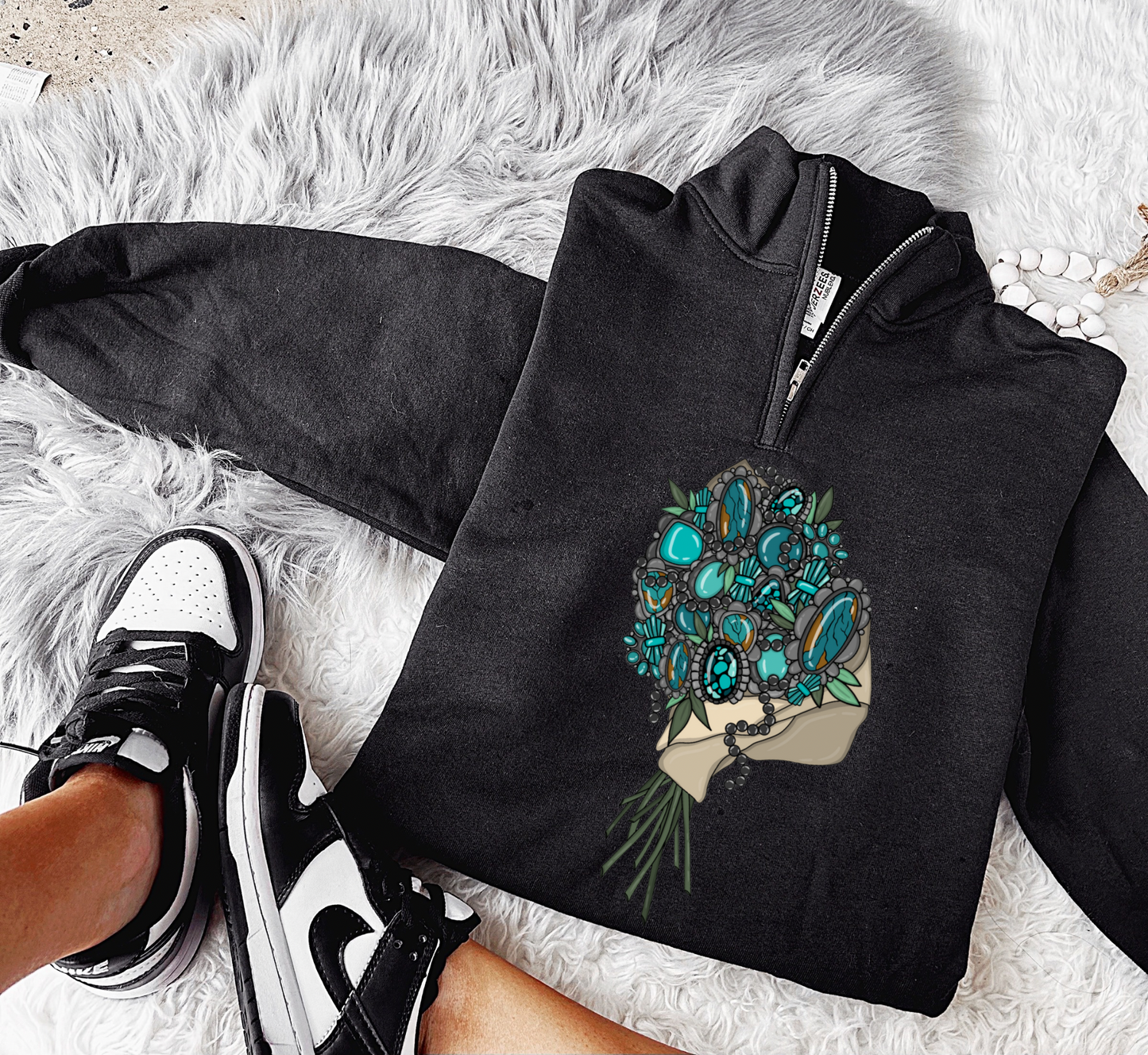 Turquoise Bouquet Quarter Zip