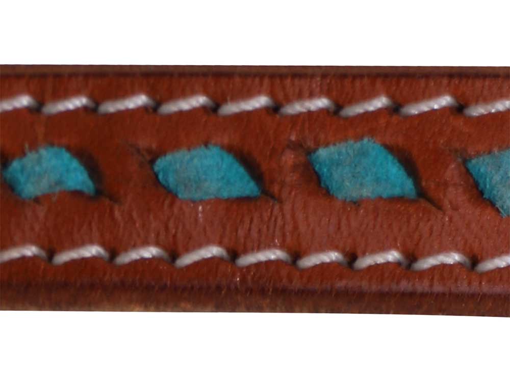 Western Split Reins with Turquoise Buckstitching