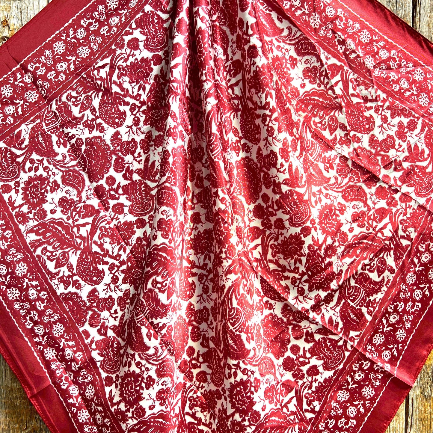 35x35" Red & Cream Paisley Wild Rag / Scarf WR143