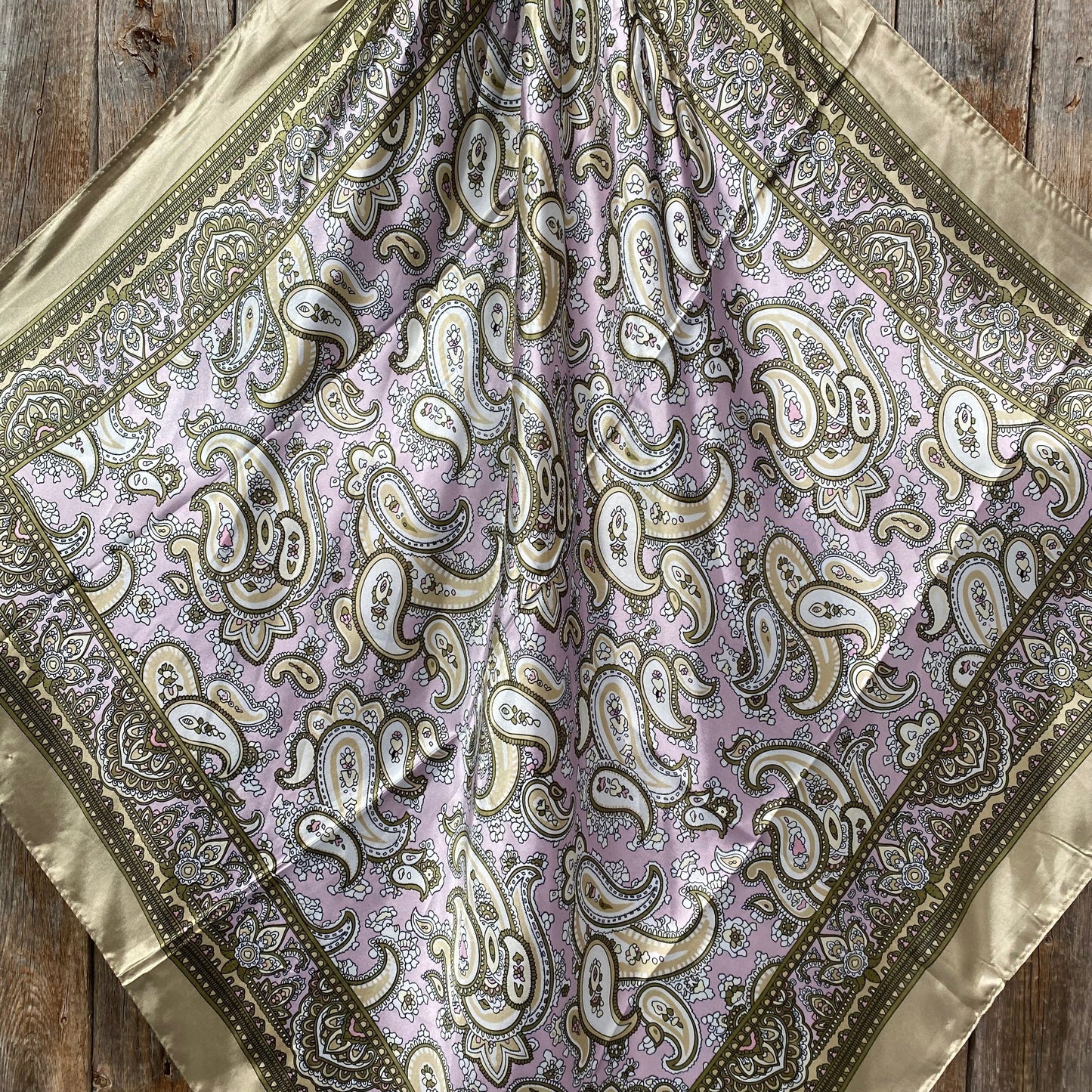 35X35" Tan & Pink Paisley Wild Rag / Scarf WR2145