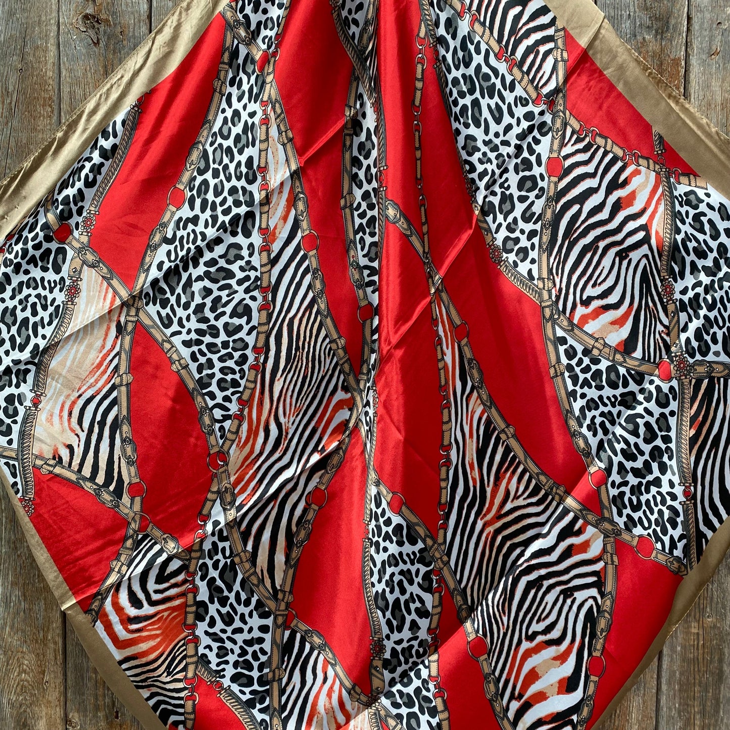 35X35" Red Animal Print Wild Rag / Scarf WR2298
