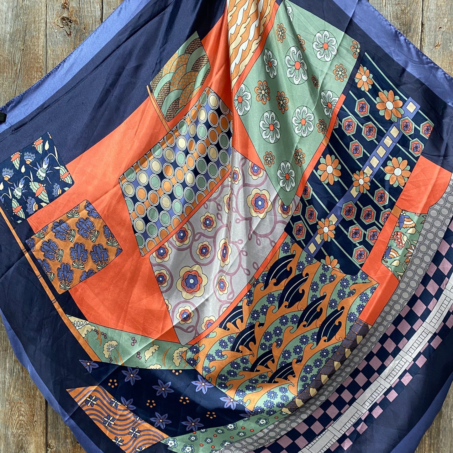 35X35" Blue & Orange Wild Rag / Scarf WR3161