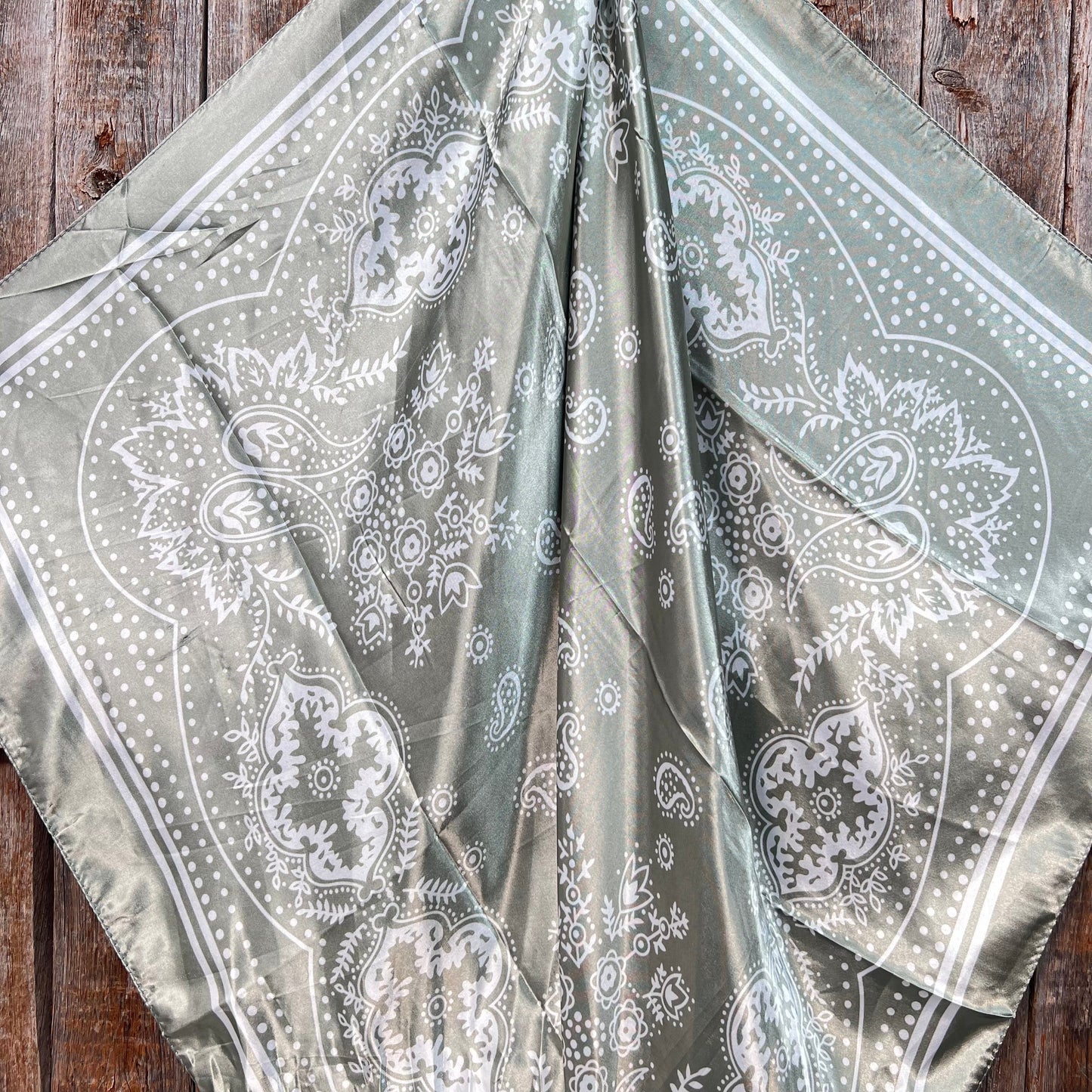 35X35" Sage Floral Paisley Wild Rag / Scarf WR3380