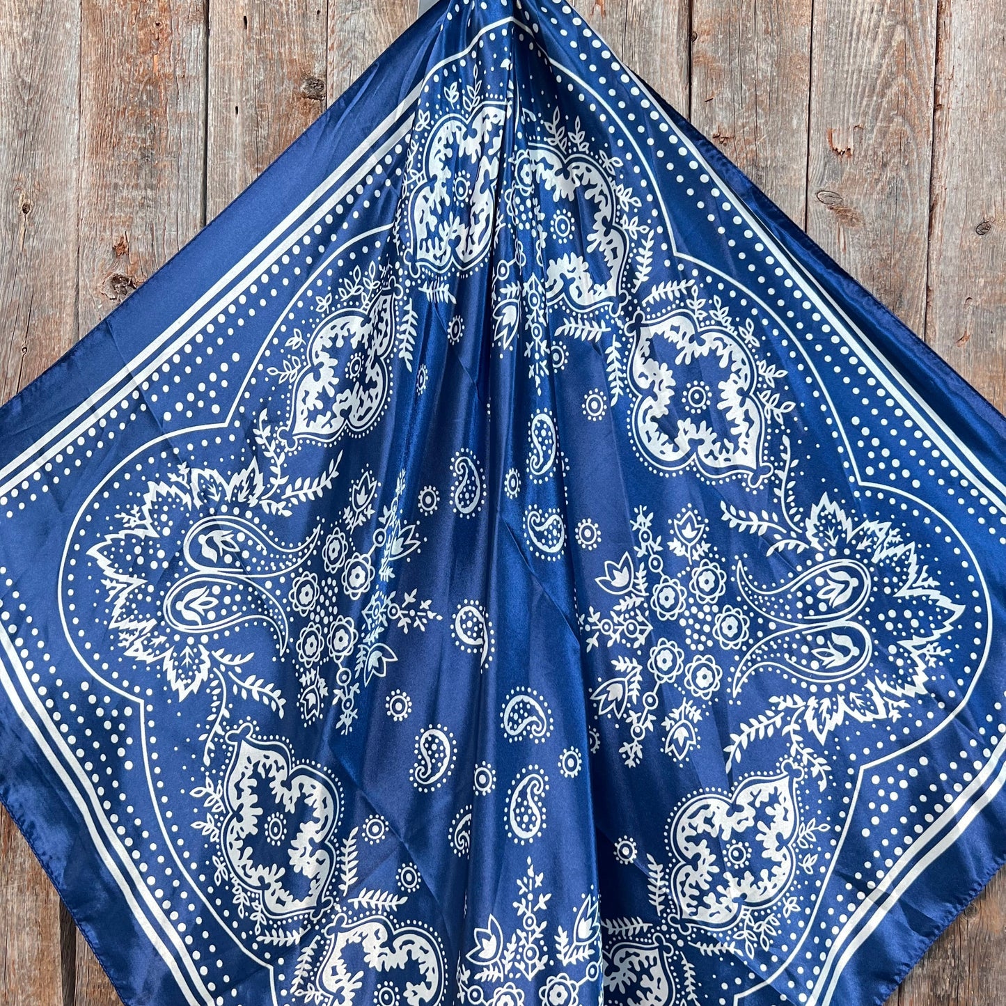 35X35" Blue Floral Paisley Wild Rag / Scarf WR3382