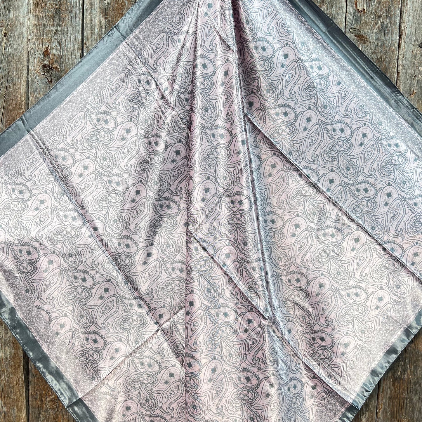 35X35" Pink & Grey Paisley Wild Rag / Scarf WR3400