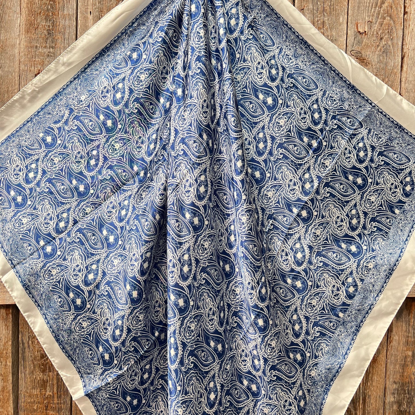 35X35" Blue & White Paisley Wild Rag / Scarf WR3403