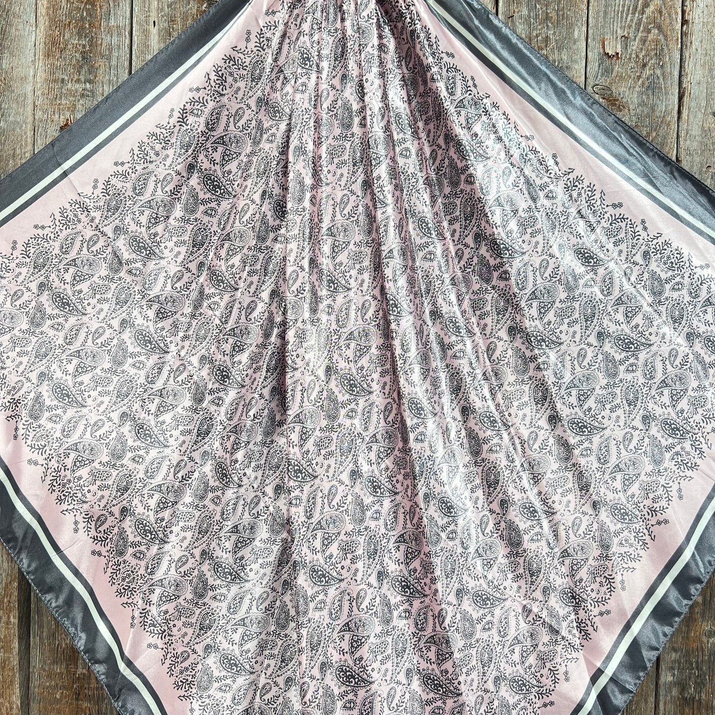 35X35" Pink & Grey Paisley Wild Rag / Scarf WR3409