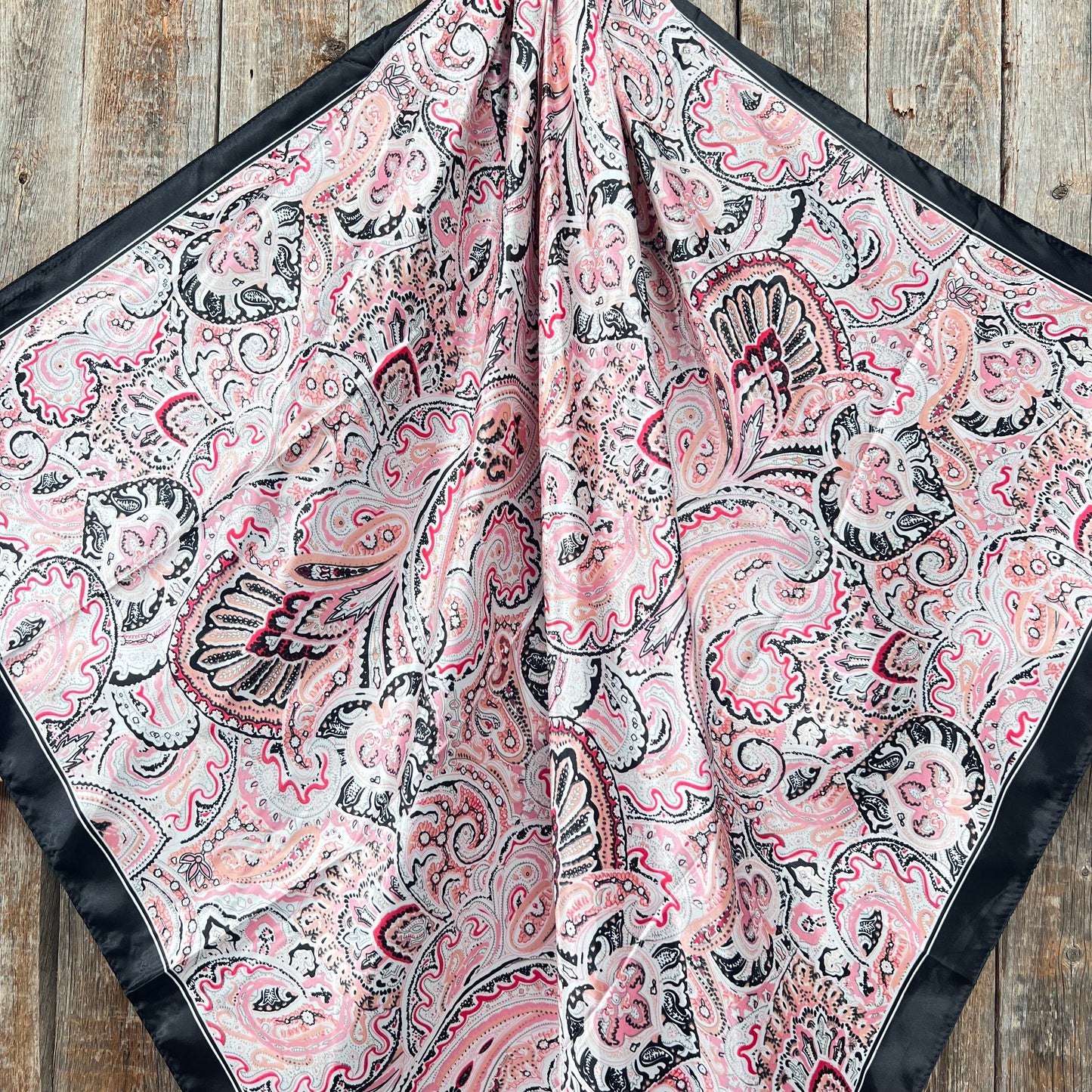 35X35" Pink & Black Paisley Wild Rag / Scarf WR3415