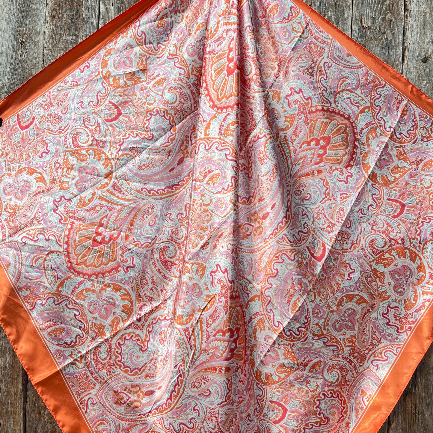 35X35" Pink & Orange Paisley Wild Rag / Scarf WR3417