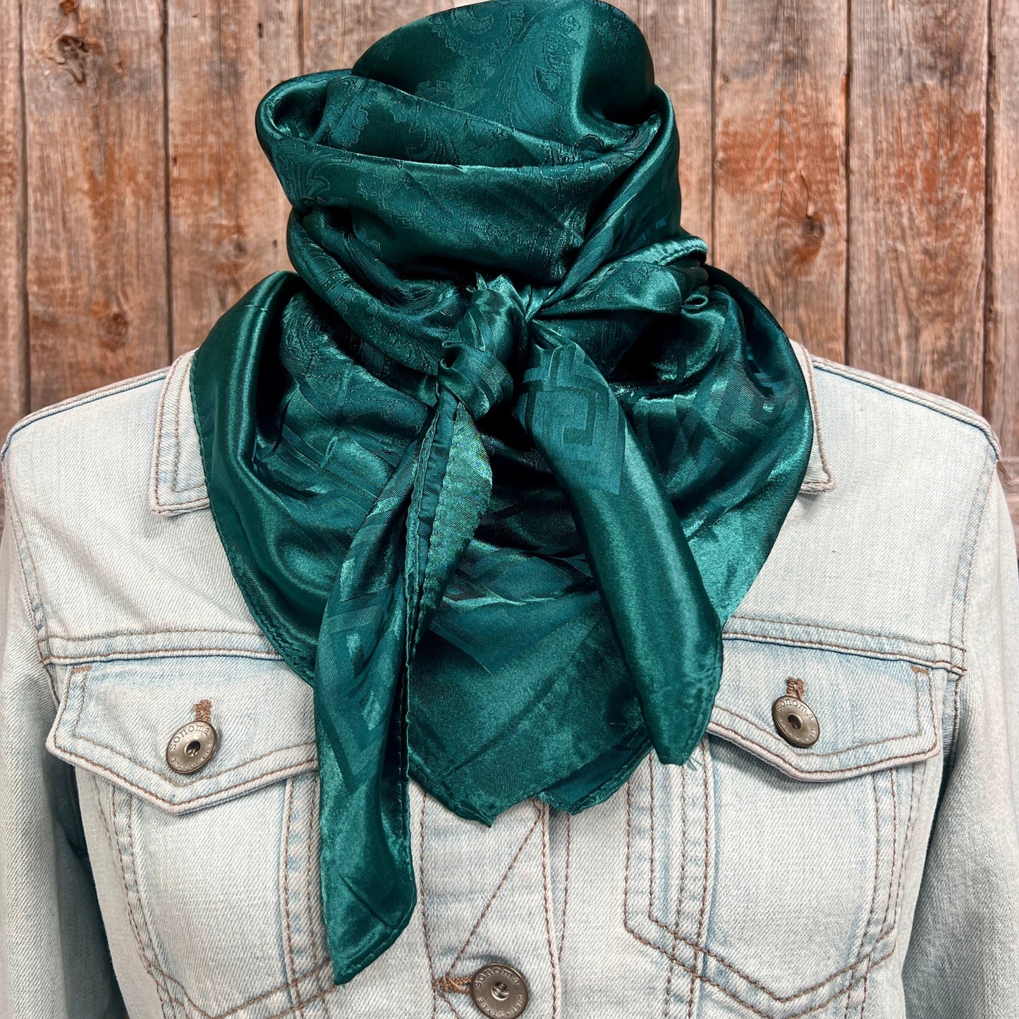 35X35" Emerald Jacquard Wild Rag / Scarf WR4013