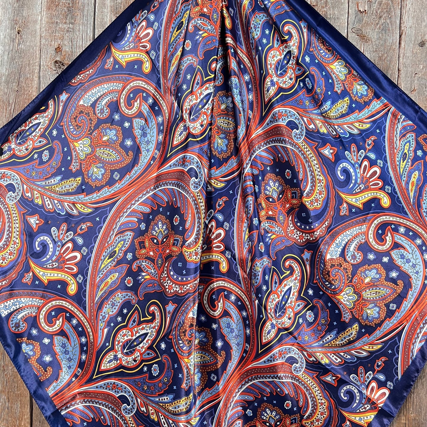 35X35" Blue Hippie Paisley Wild Rag / Scarf WR906
