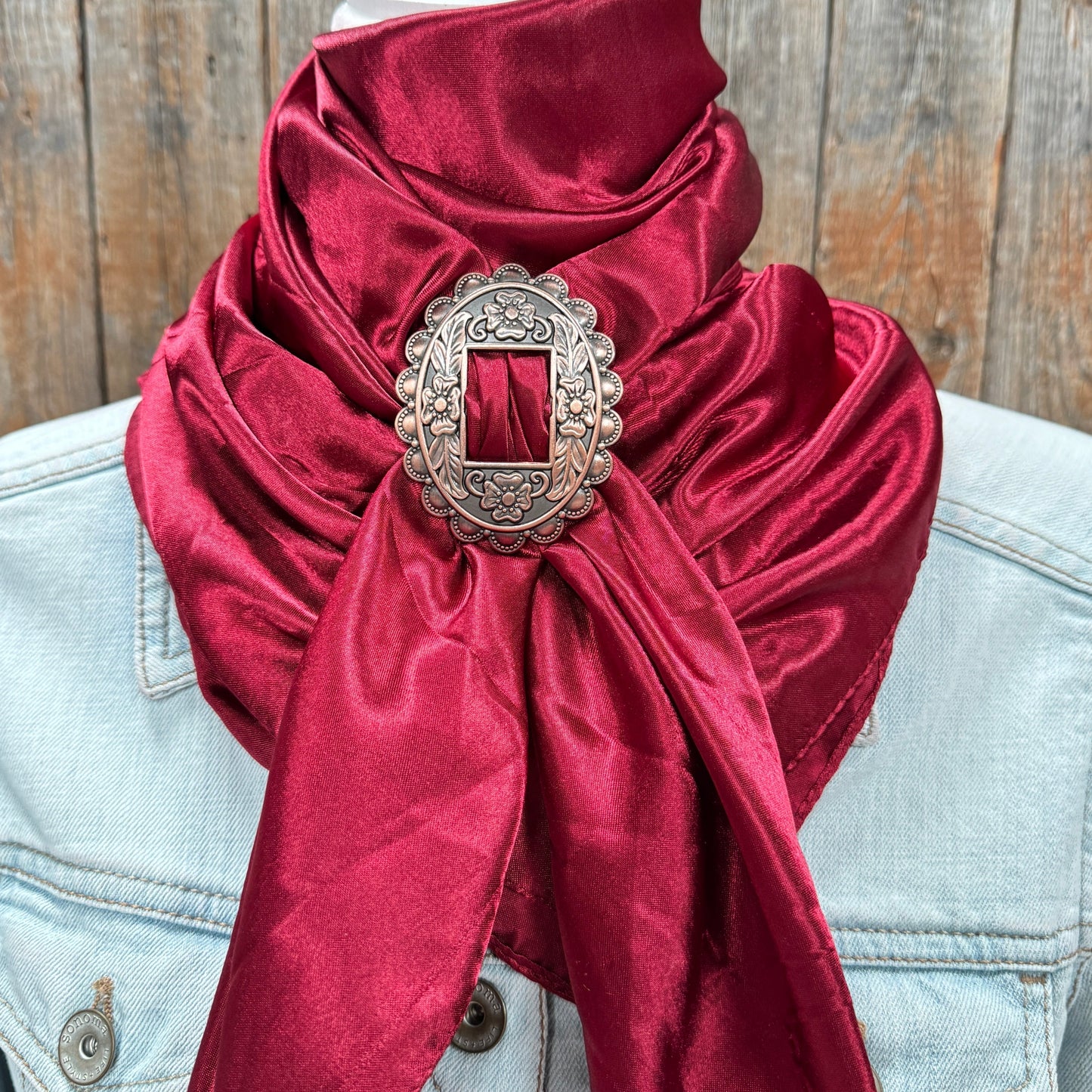 35X35" Solid Burgundy Wild Rag / Scarf WRS14 - Buckle Wild Rag Slides - Assorted