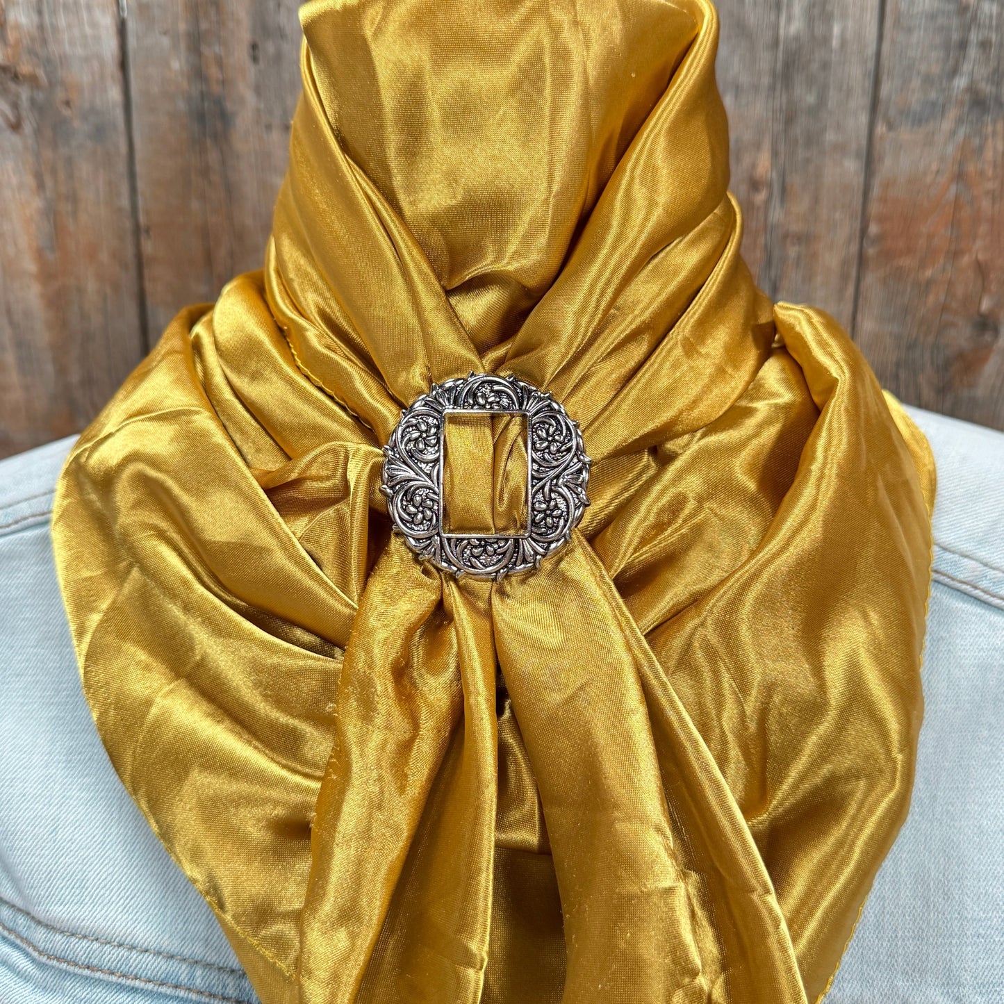 35X35" Solid Mustard Yellow Wild Rag / Scarf WRS19 - Buckle Wild Rag Slides - Assorted