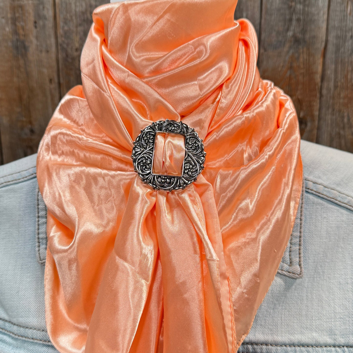 35X35" Solid Peach Wild Rag / Scarf WRS24 - Buckle Wild Rag Slides - Assorted