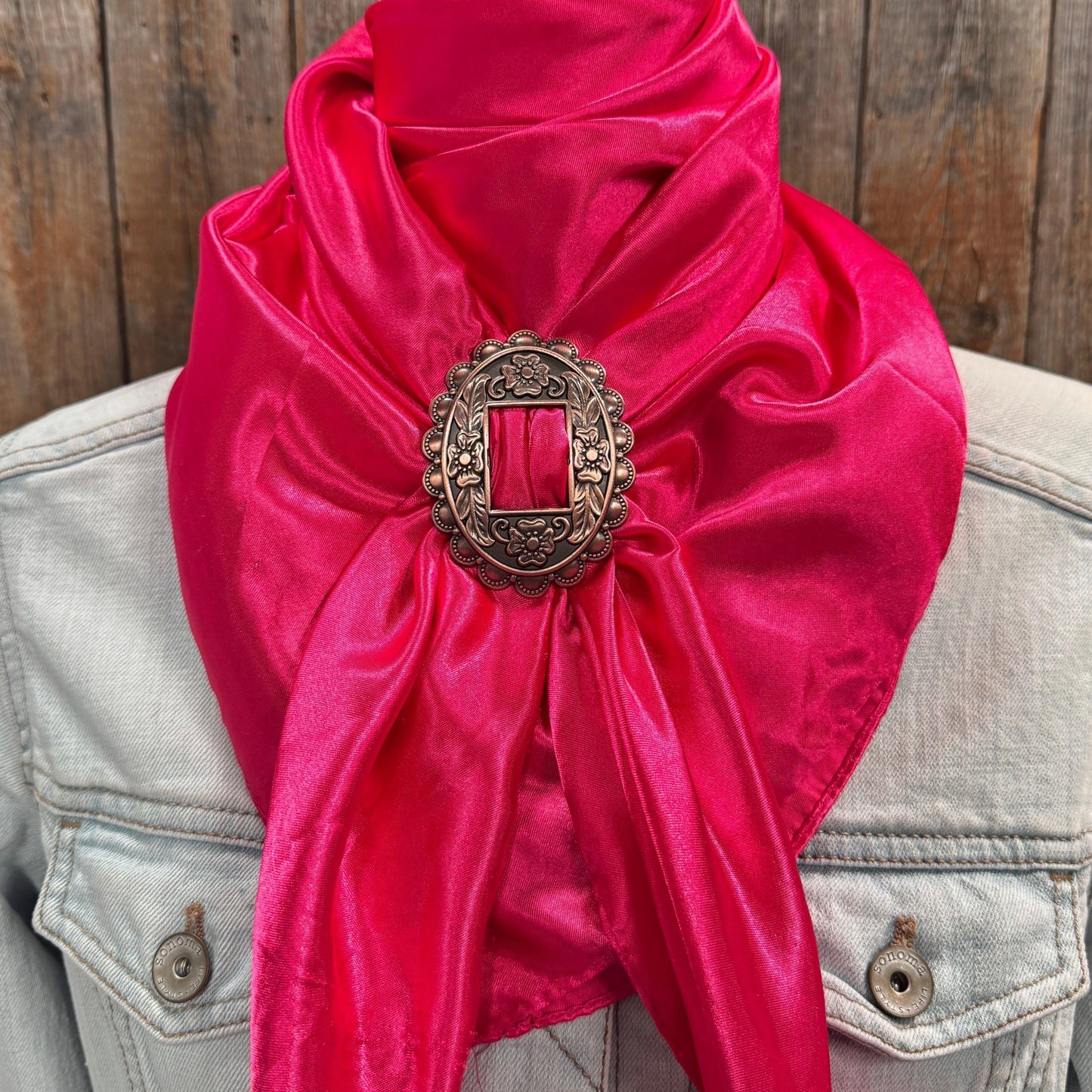 35X35" Solid Hot Pink Wild Rag / Scarf WRS25 - Buckle Wild Rag Slides - Assorted