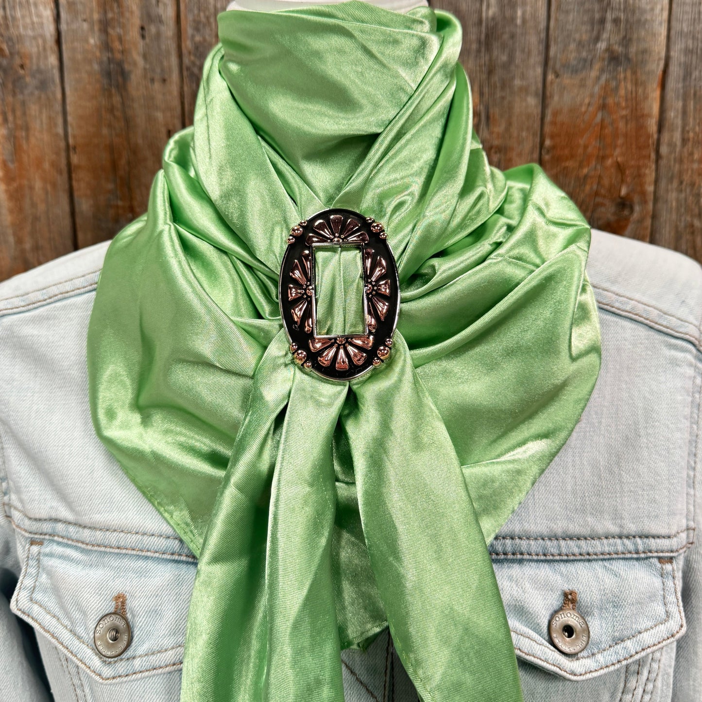 35X35" Solid Lime Wild Rag / Scarf WRS26 - Buckle Wild Rag Slides - Assorted