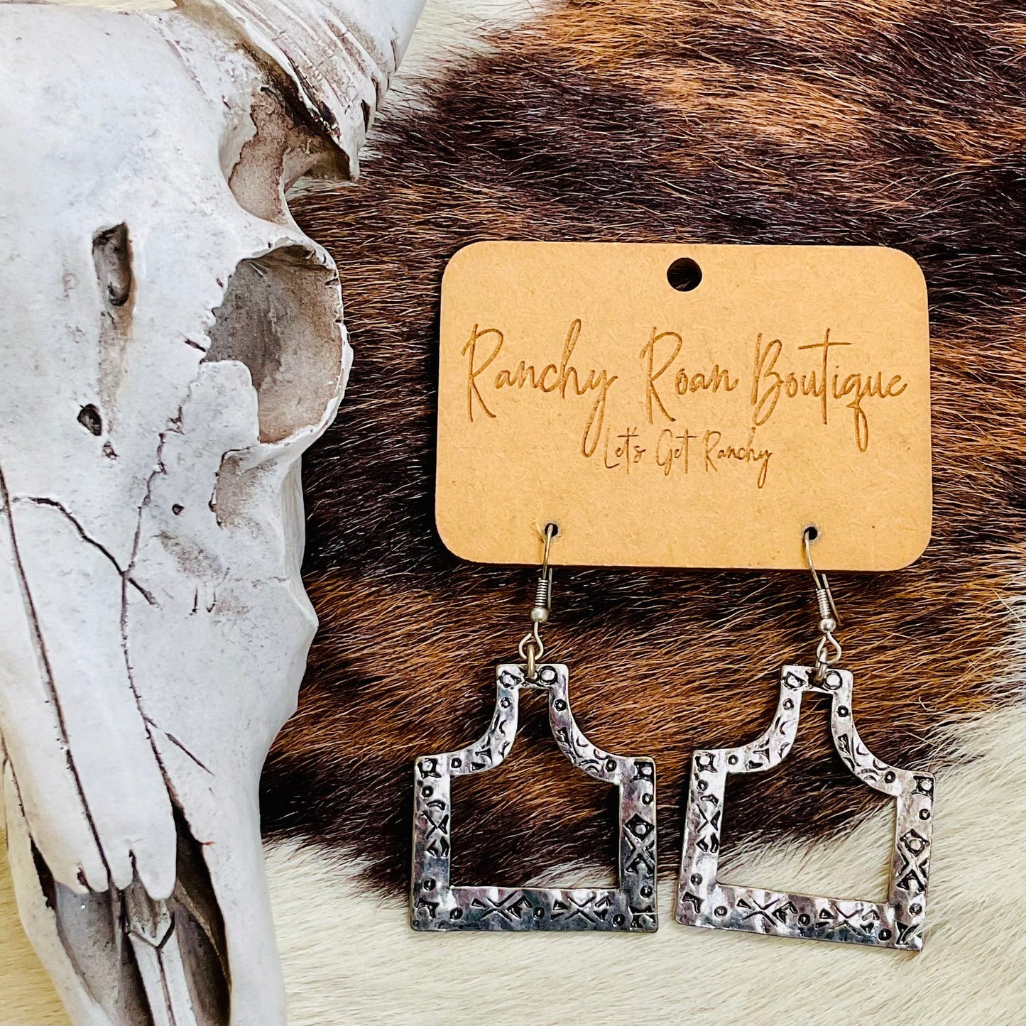 Western Cattle Tag Cutout Dangle Earrings