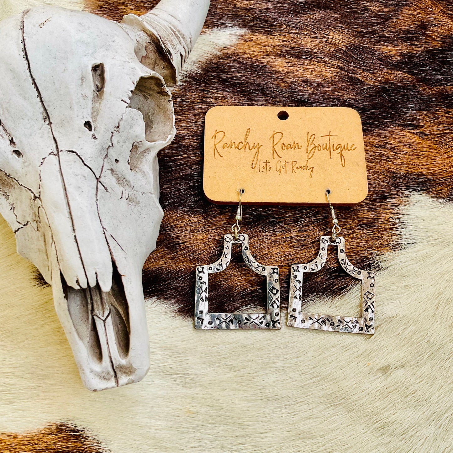 Western Cattle Tag Cutout Dangle Earrings