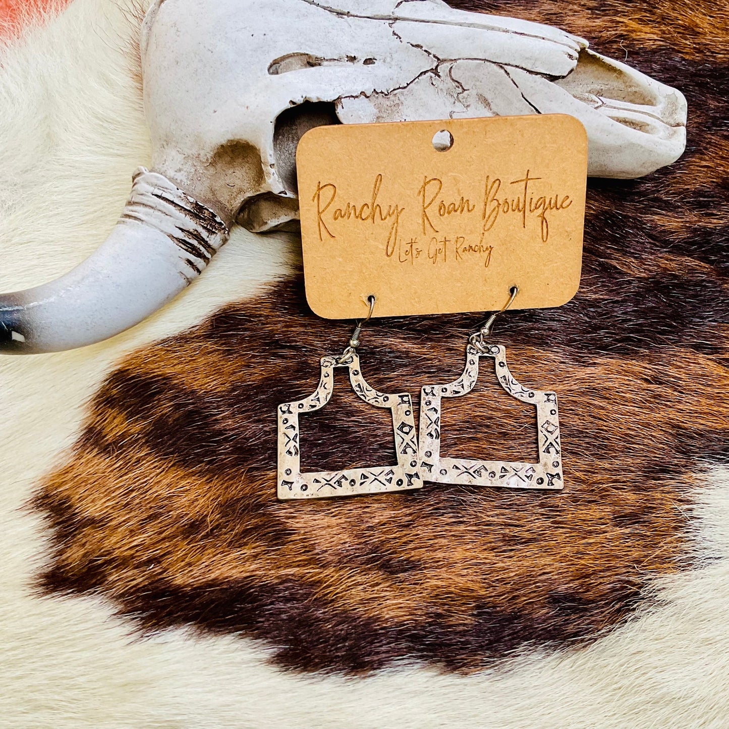 Western Cattle Tag Cutout Dangle Earrings