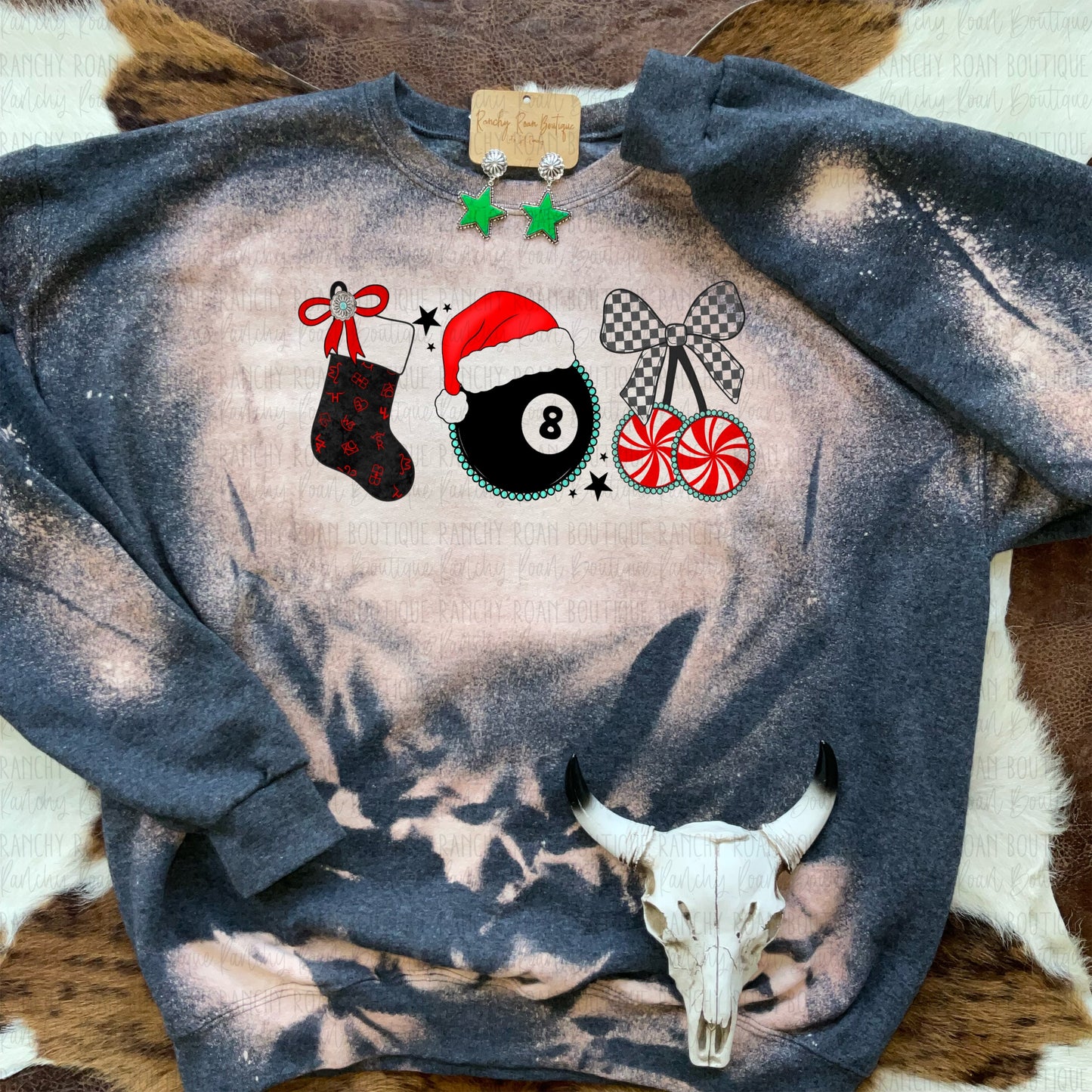 Western Christmas Stocking Unisex Crew Sweatshirt – Festive Graphic