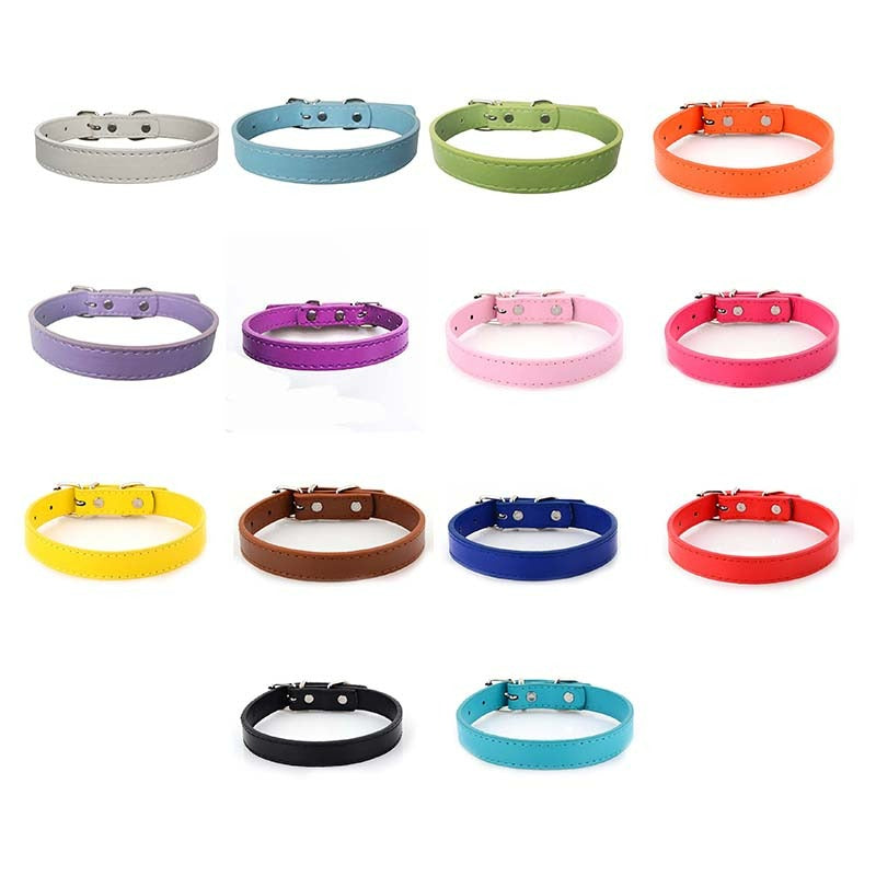 PET COLLAR LEATHER -S- ASST COLORS