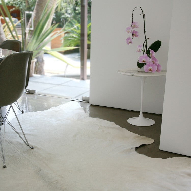 White Brazilian Cowhide Rug: XL