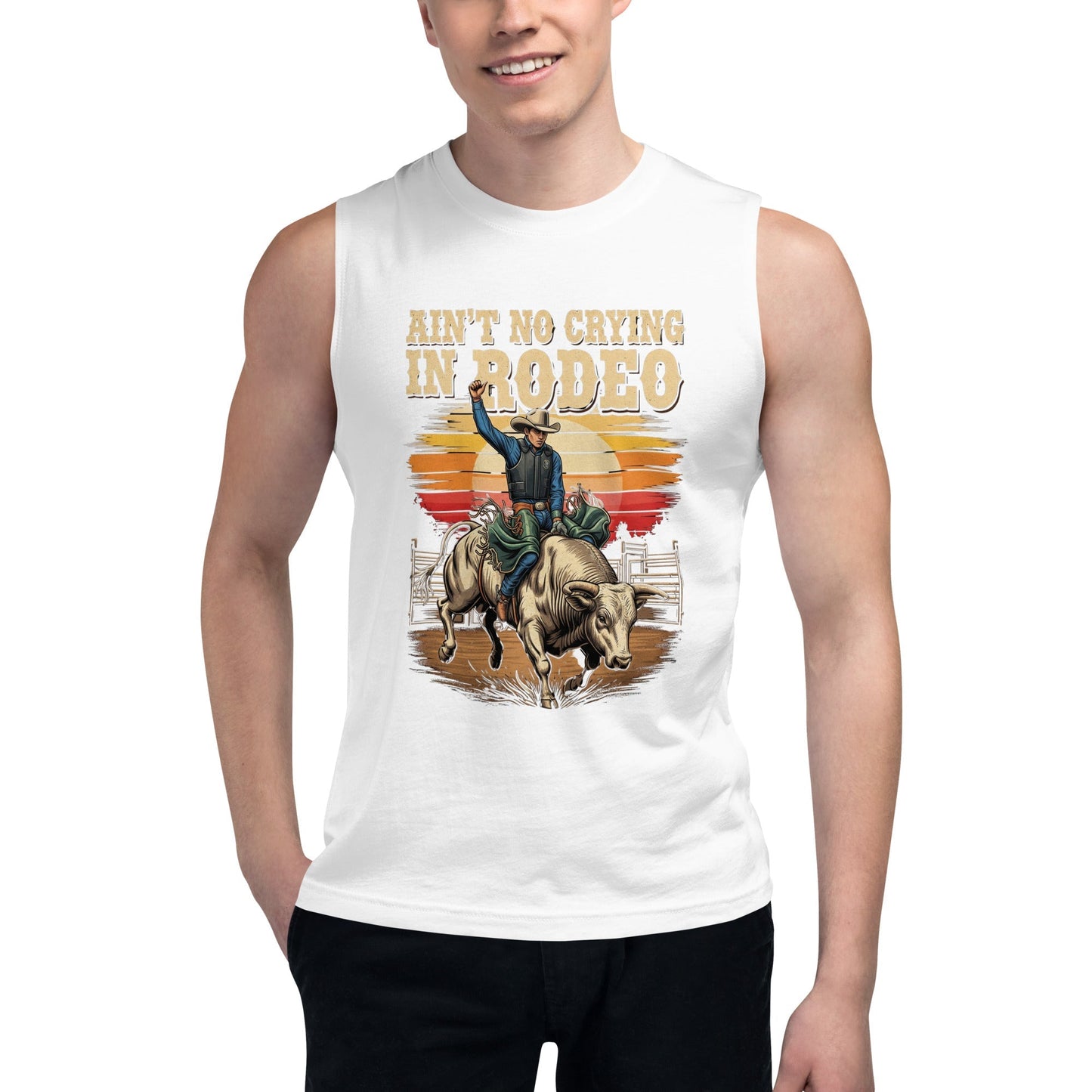 Ain't No Crying In Rodeo Graphic Muscle T-Shirt