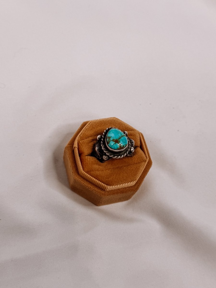 Auburn Cigar Band Turquoise Ring