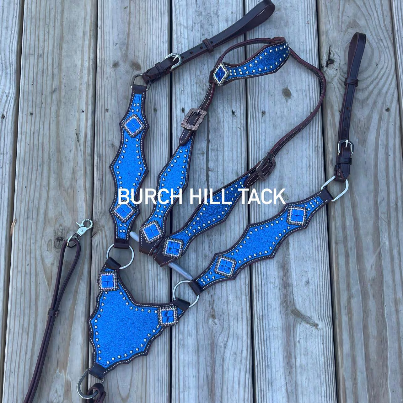 Made to Order Western Tack Set - Blue Glitter, Gladiator (BHT088)