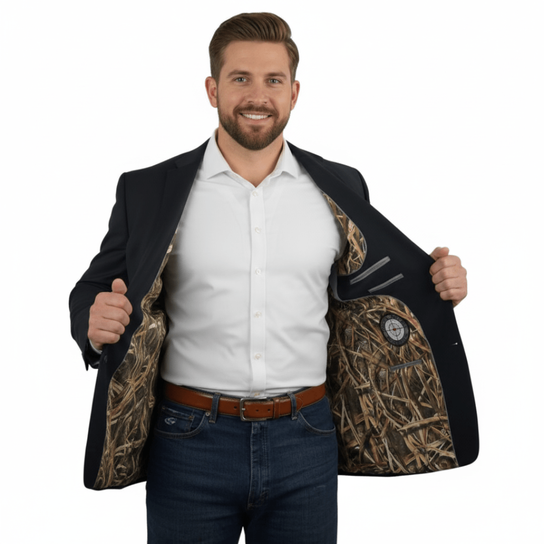 Black Blazer with Mossy Oak Shadow Grass Blades Liner