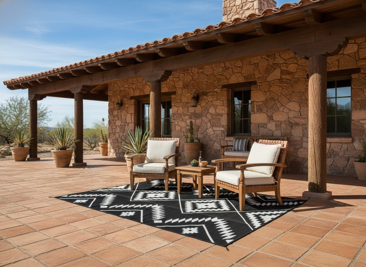 Black + Ivory - 9ft x 12ft - RANCH RUGS -THE DAVIS -