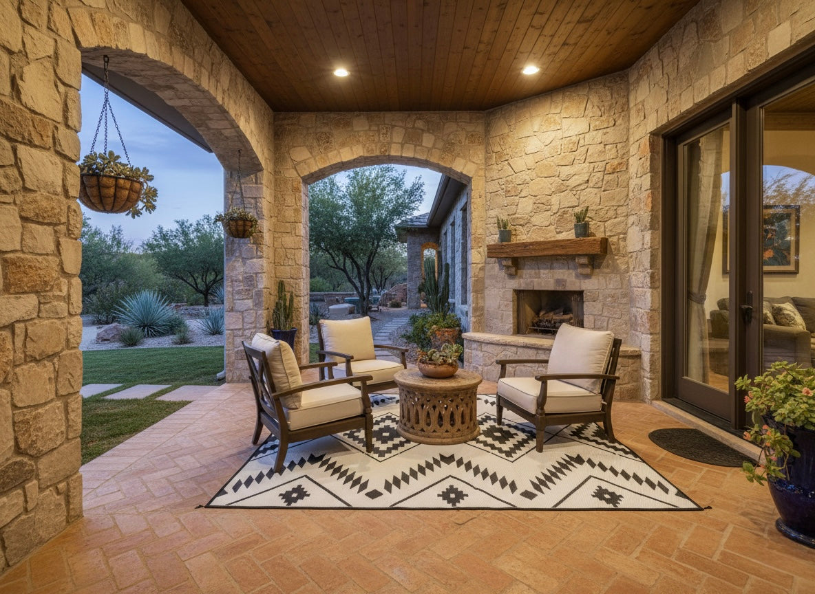 Black + Ivory - 6ft x 9ft - RANCH RUGS -THE DAVIS -