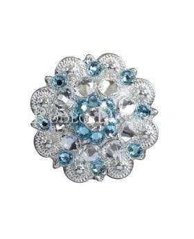 Aqua & Clear Bright Silver 1.5" European Crystal Concho