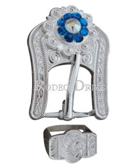 Capri & AB Bright Silver European Crystal Buckle Keeper Set
