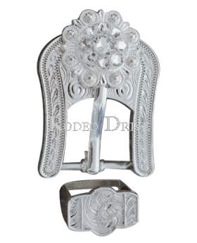 CLEAR Bright Silver European Crystal Buckle Keeper Set