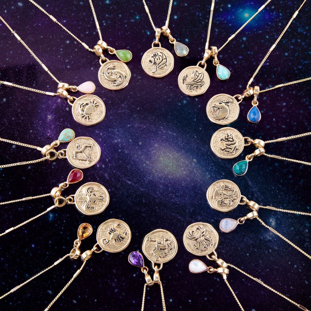 Cancer - Zodiac Pink Opal Golden Charm Necklace