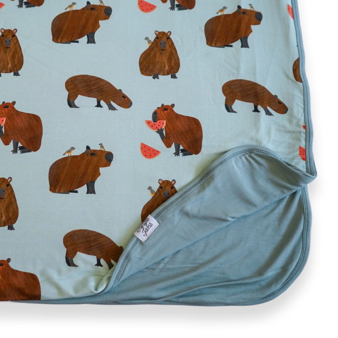Capybara Reversible Double Layer Bamboo Blanket