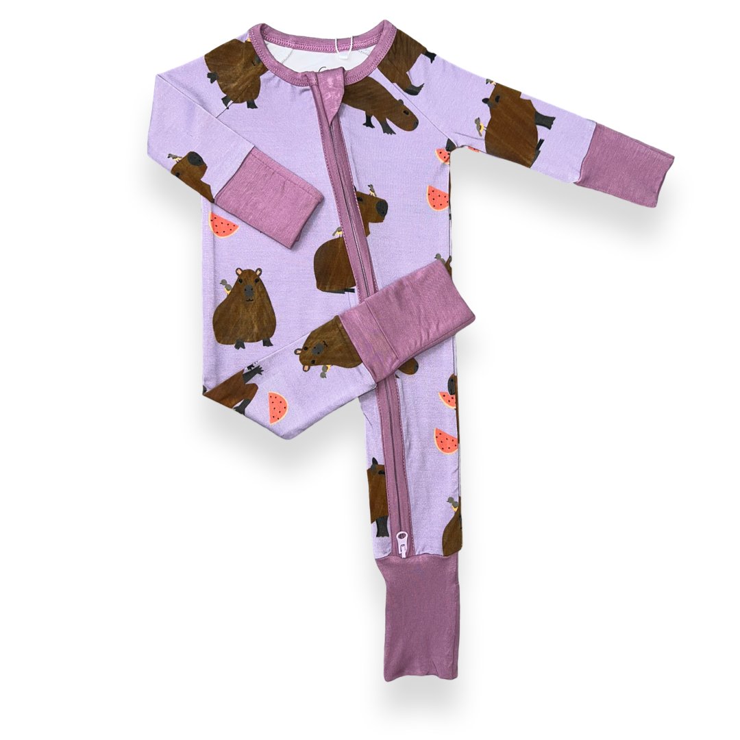Capybara Baby Zip Pajamas
