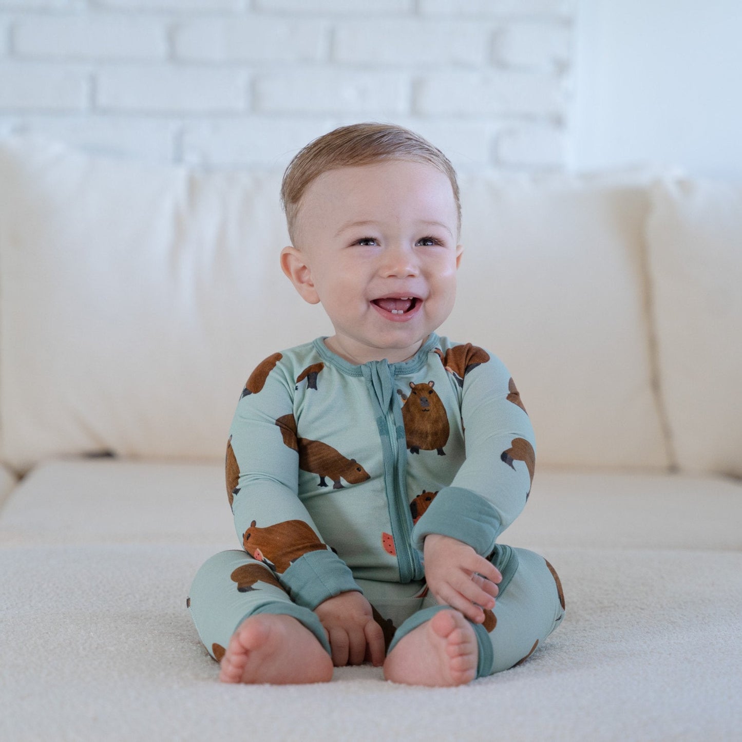 Capybara Baby Zip Pajamas