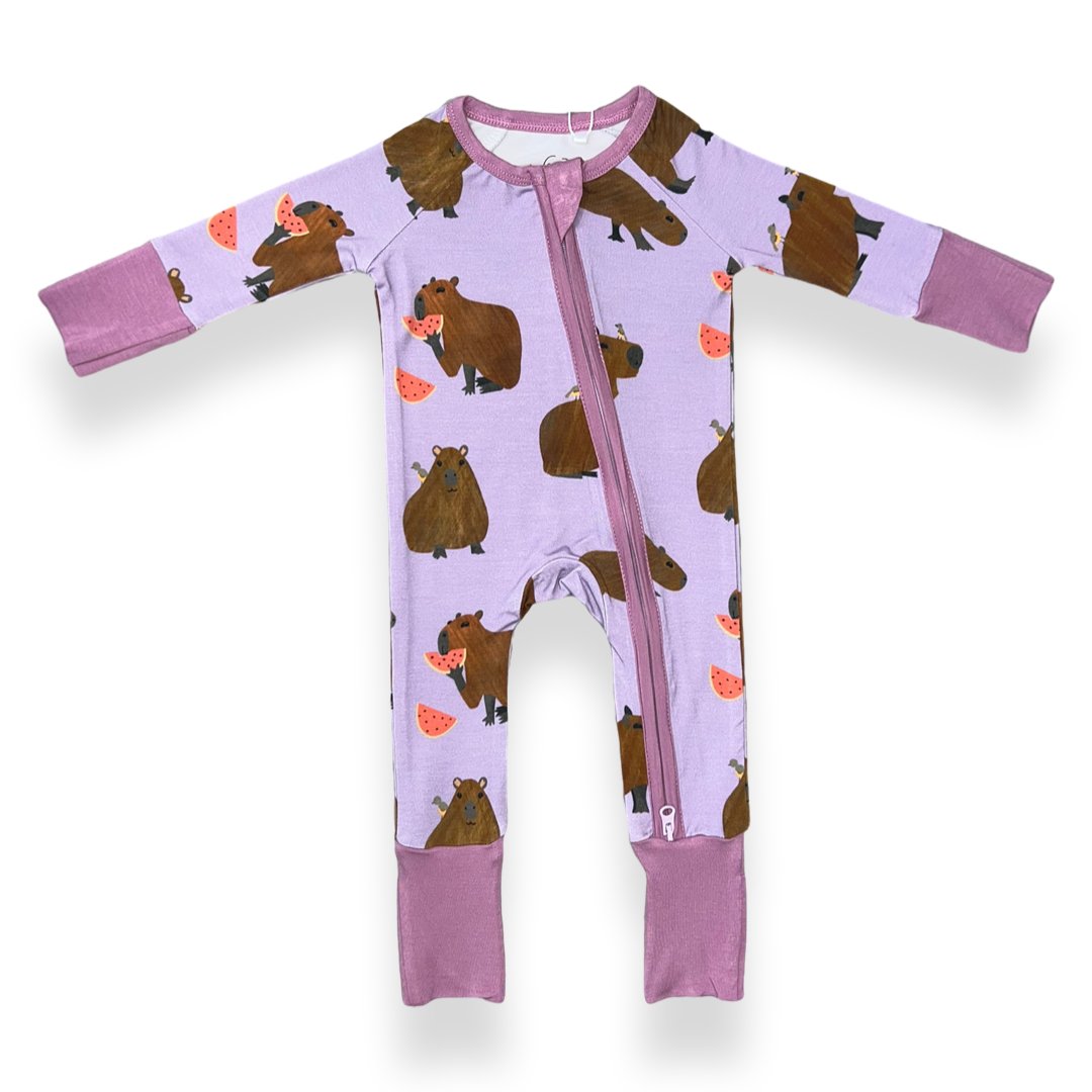 Capybara Baby Zip Pajamas