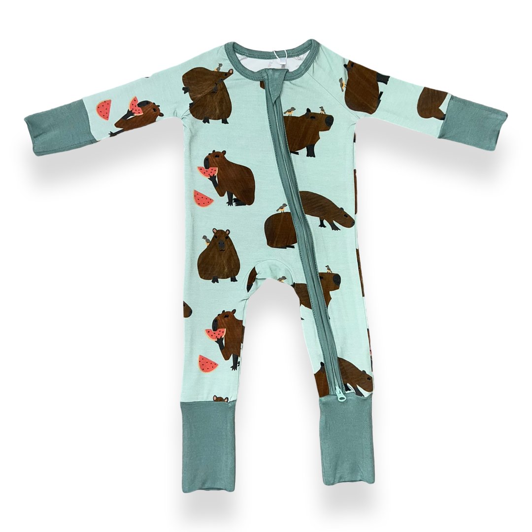 Capybara Baby Zip Pajamas