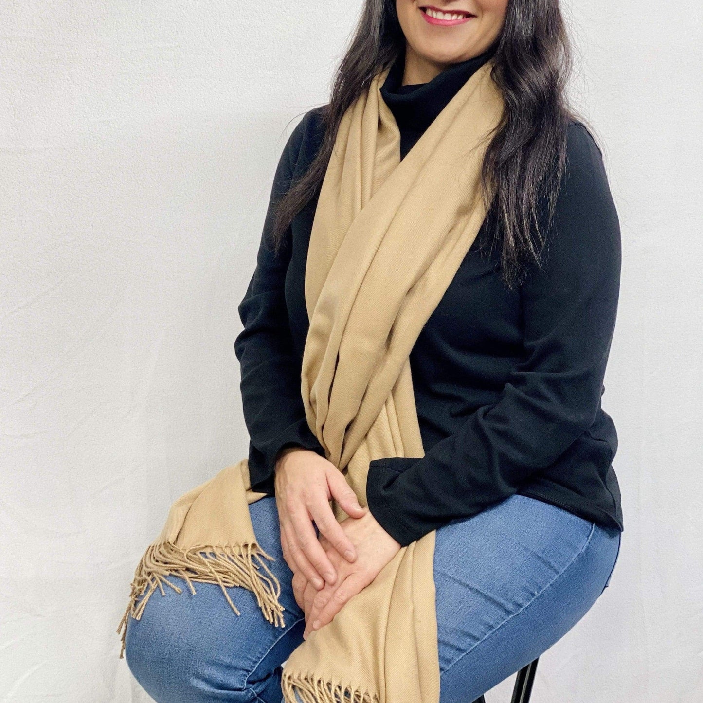 Ultra Soft Tan Cashmere Scarf / Wrap / Shawl / Cover  #CA1