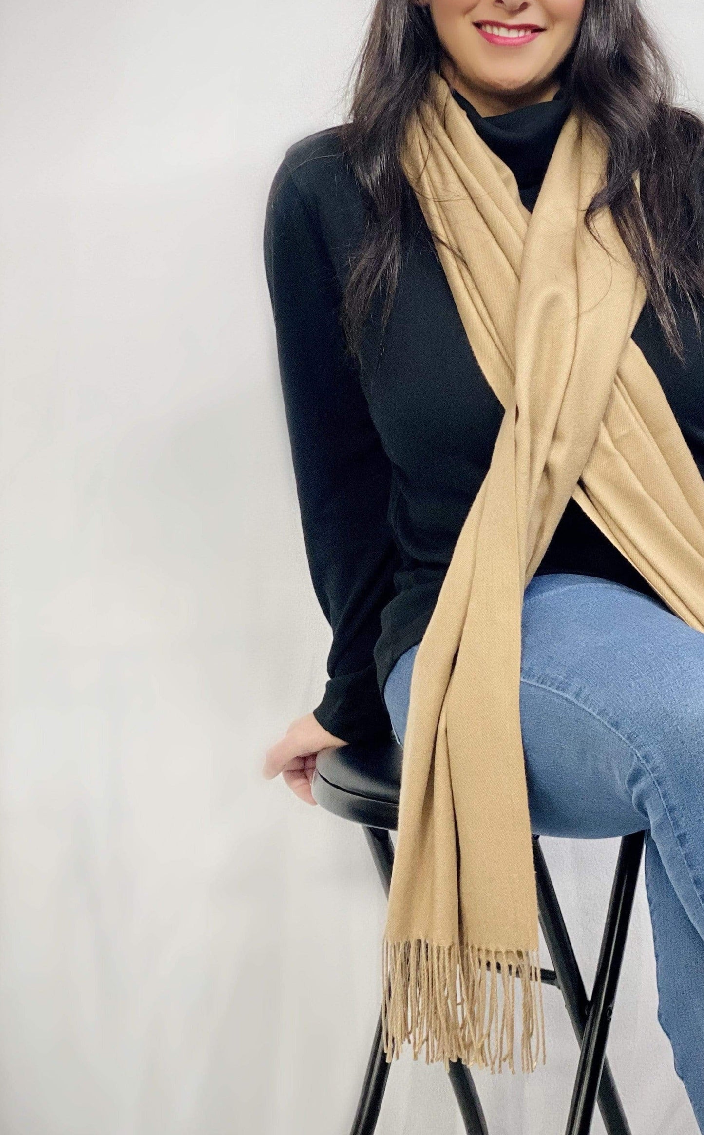 Ultra Soft Tan Cashmere Scarf / Wrap / Shawl / Cover  #CA1