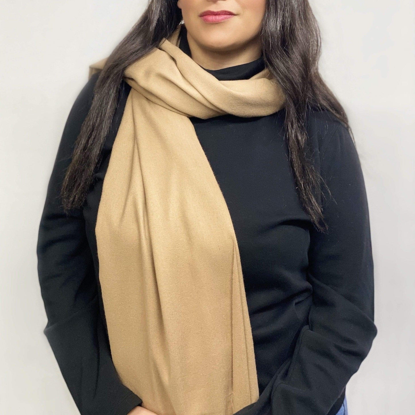 Ultra Soft Tan Cashmere Scarf / Wrap / Shawl / Cover  #CA1