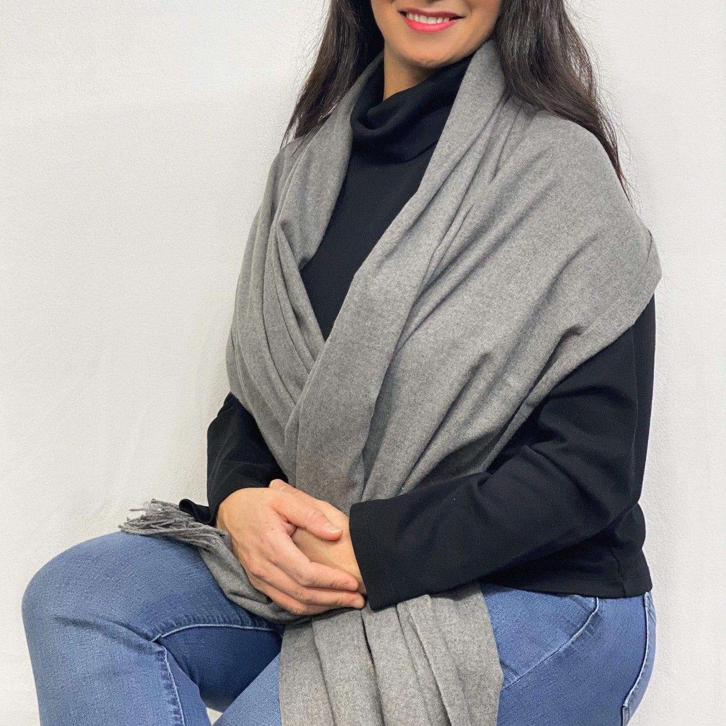 Ultra Soft Dark Grey Cashmere Scarf / Wrap / Shawl / Cover  #CA2
