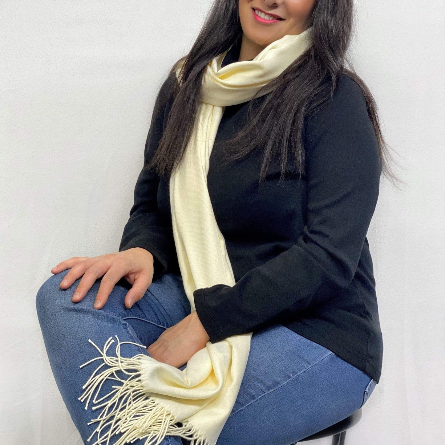 Ultra Soft Cream Cashmere Scarf / Wrap / Shawl / Cover  #CA6