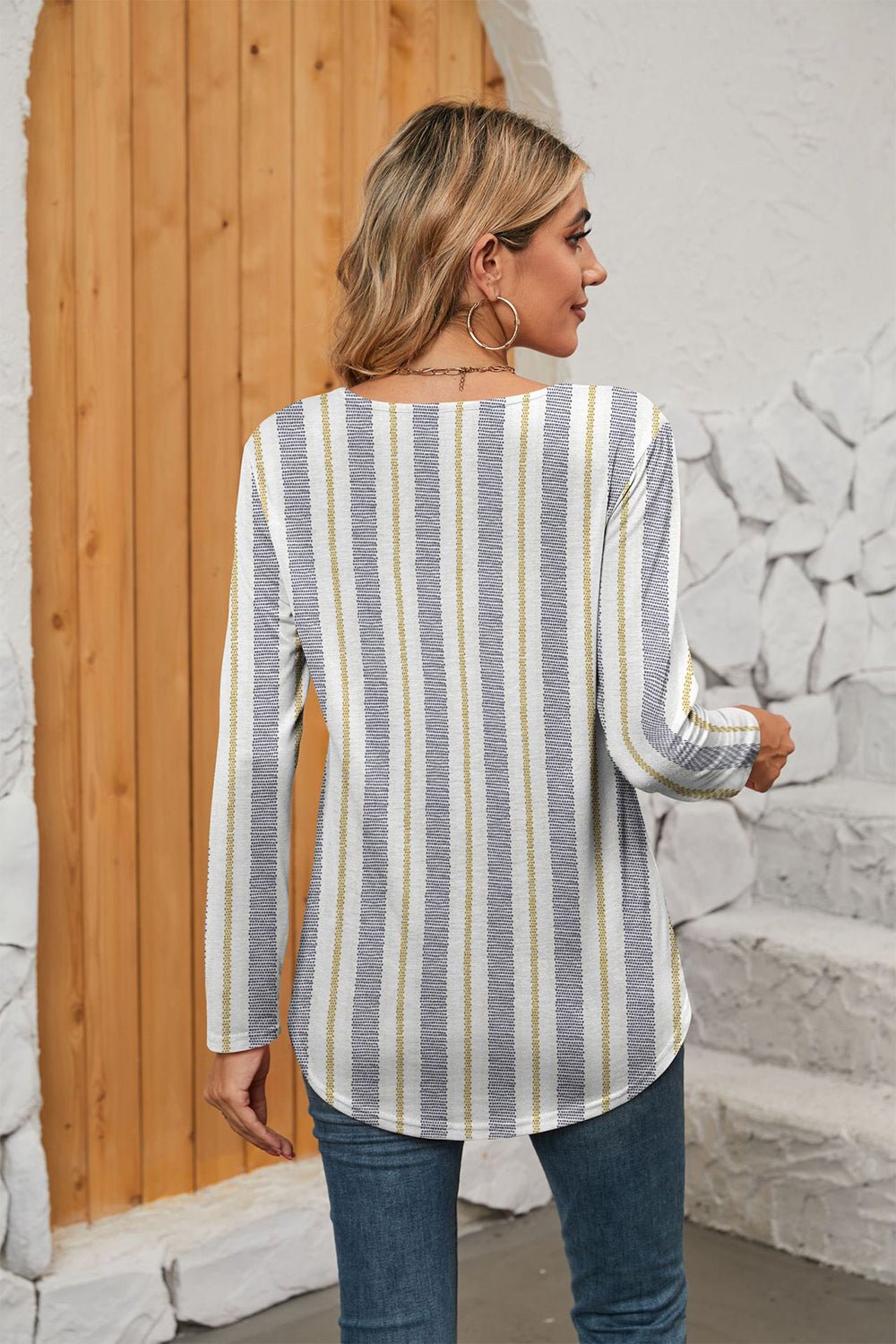 Charlene Square Neck Long Sleeve Blouse