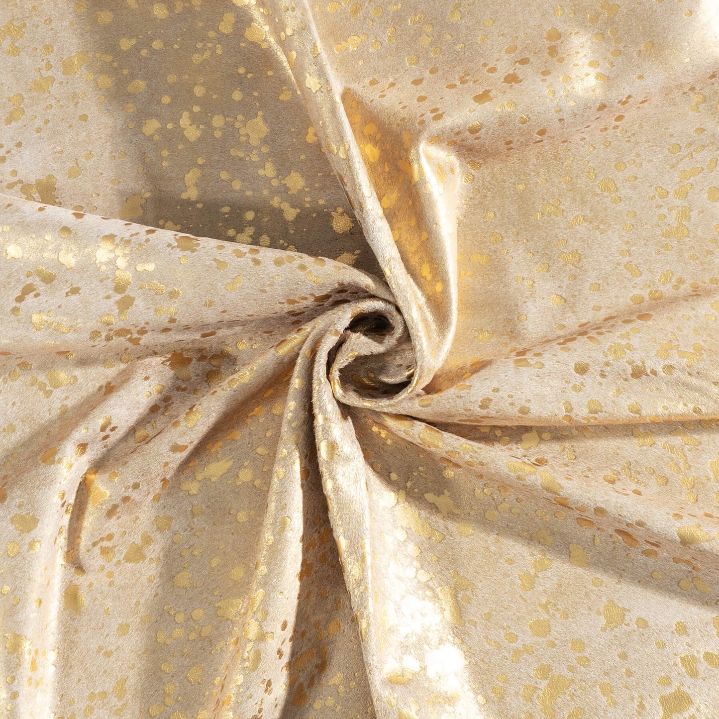 Gold Metallic On White Cowhide Rug